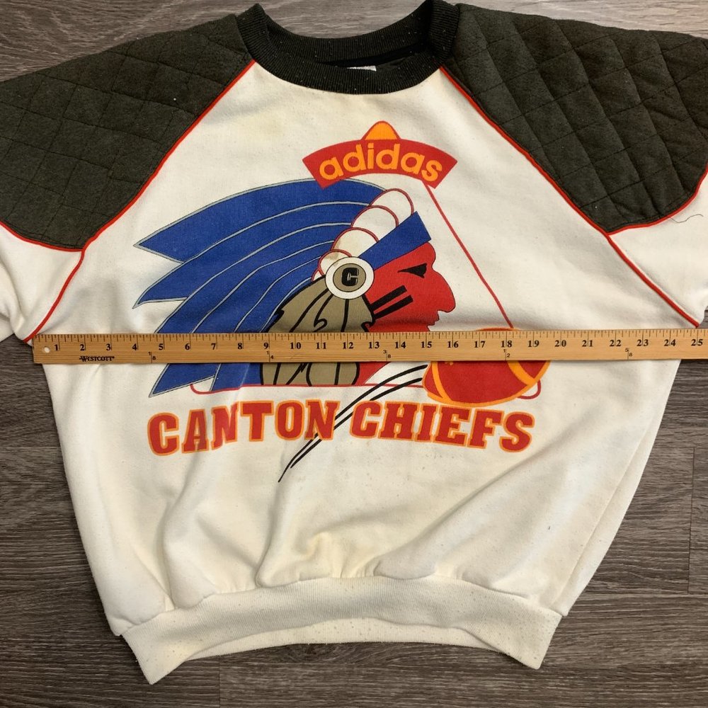 Vintage 80s Adidas Canton Chiefs Embroidered Football Sweatshirt Sz. L - Picture 4 of 16